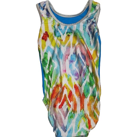 Plum Practicewear Gymnastics Leotard Abstract neon pastel Print Child Large CL - Picture 2 of 4